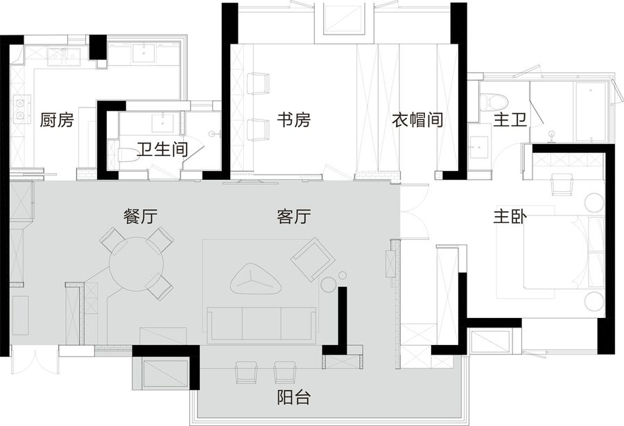 宏福樘实景 | June | 140㎡四室改两室，最大化给予异地90后夫妻更多互动、陪伴空间