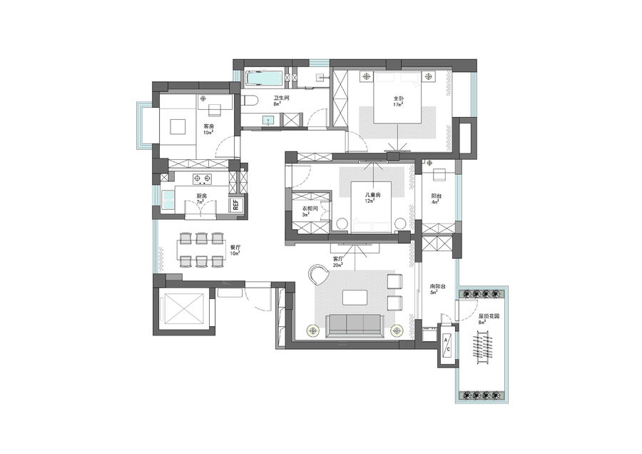 溫情與清新 · 137㎡美式住宅