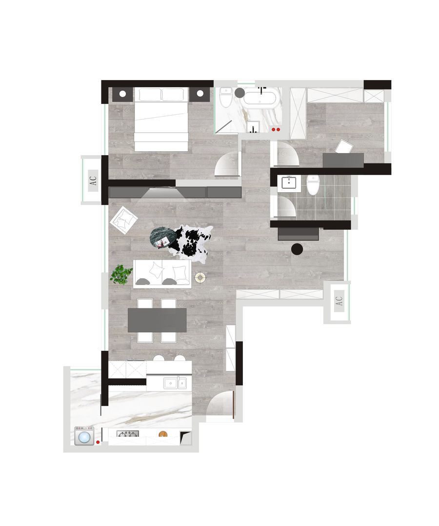 黑白过渡的空间「FunHouse方室设计」