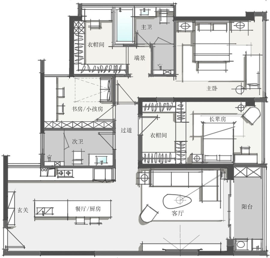 這個(gè)灰色不太冷 l 冷色調(diào)住宅裝修設(shè)計(jì)