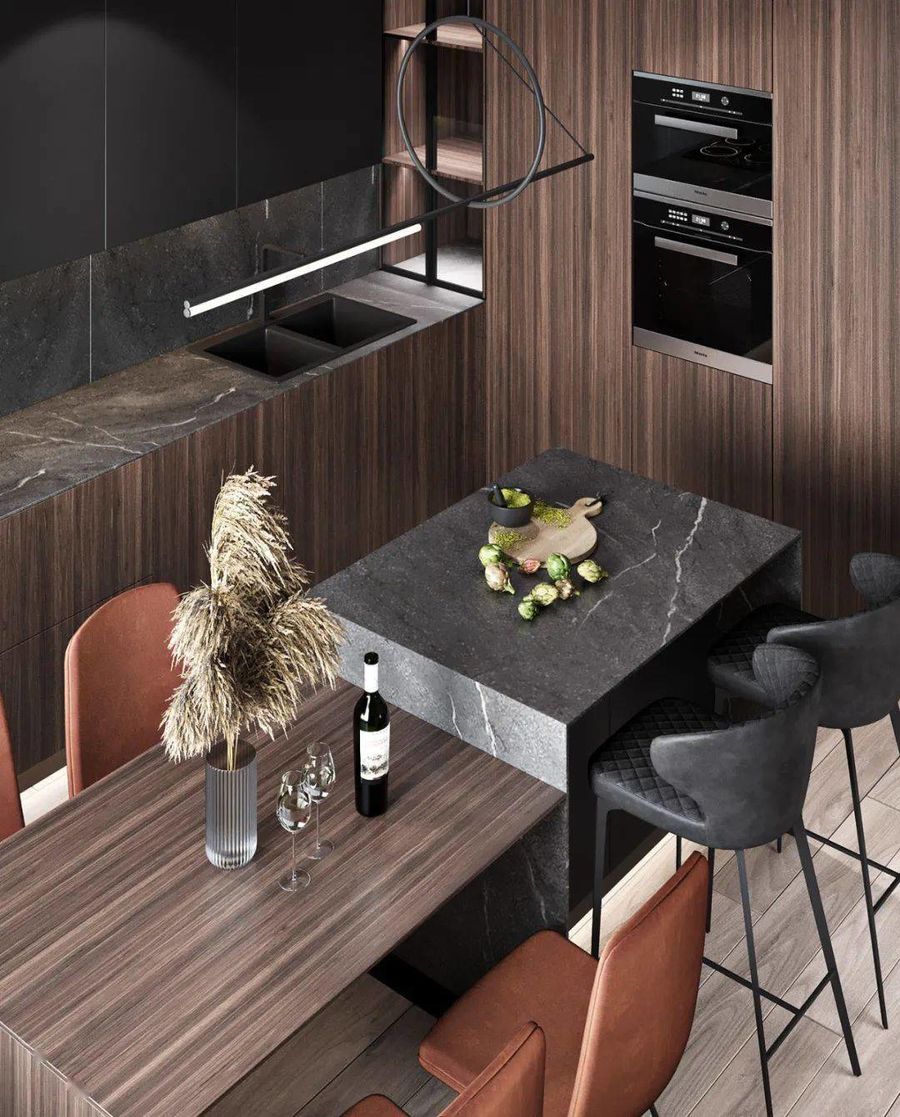 高级黑+木色，经典而优雅的设计！