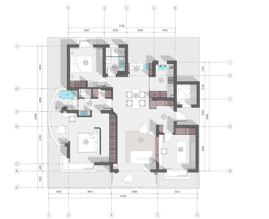 墙顶地一体+现浇悬挑承重，以高工艺建古拙之室，衬窗外绿野如歌