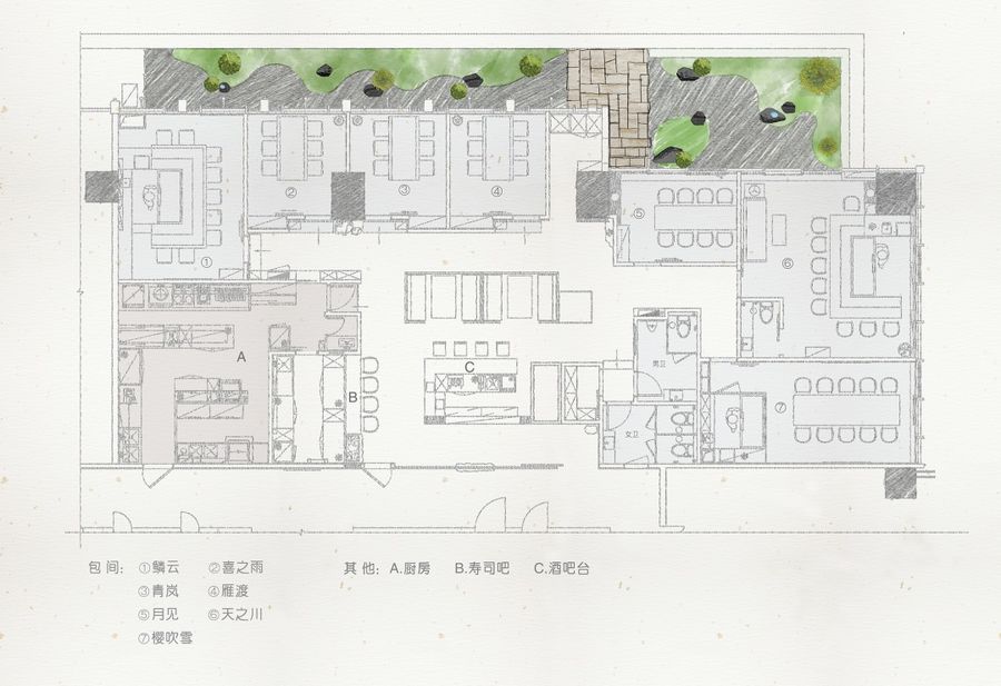 辛视设计 辛军｜深圳千代田日料，都市中的庭院私厨