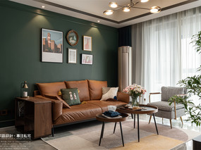 124㎡精装房摇身变复古风私宅，墨绿色+大地色，优雅与舒适的典范之家