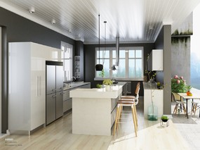 【3D效果图点评第14期】北欧现代风厨房