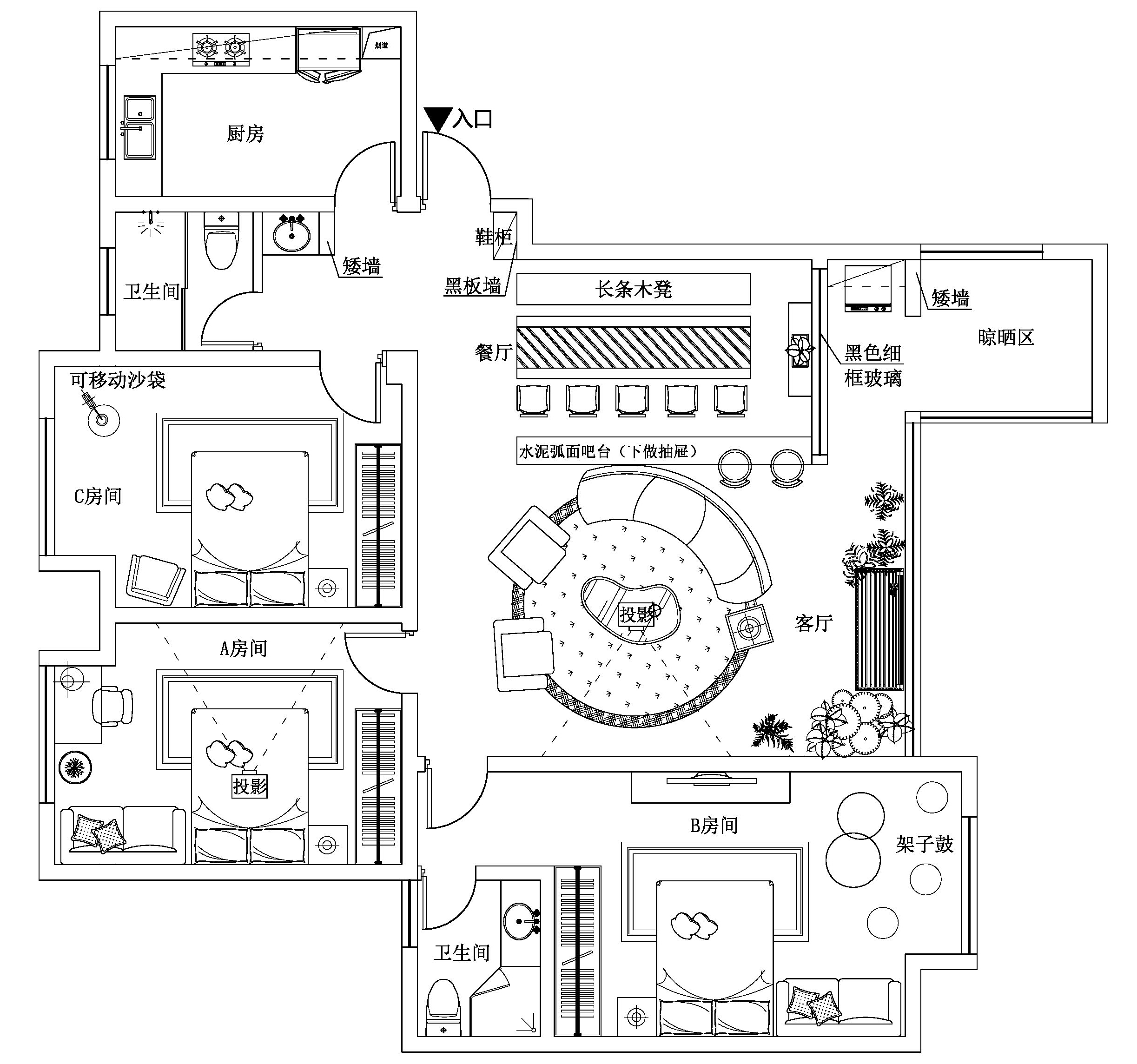 1号作品：#户型优化#合租吧！朋友！ 【Sparkle-j】