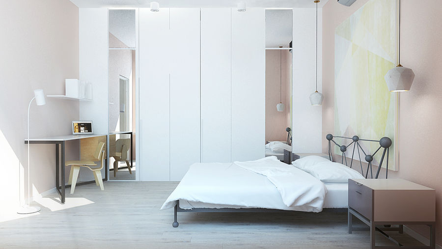 简单粉色的卧室设计
