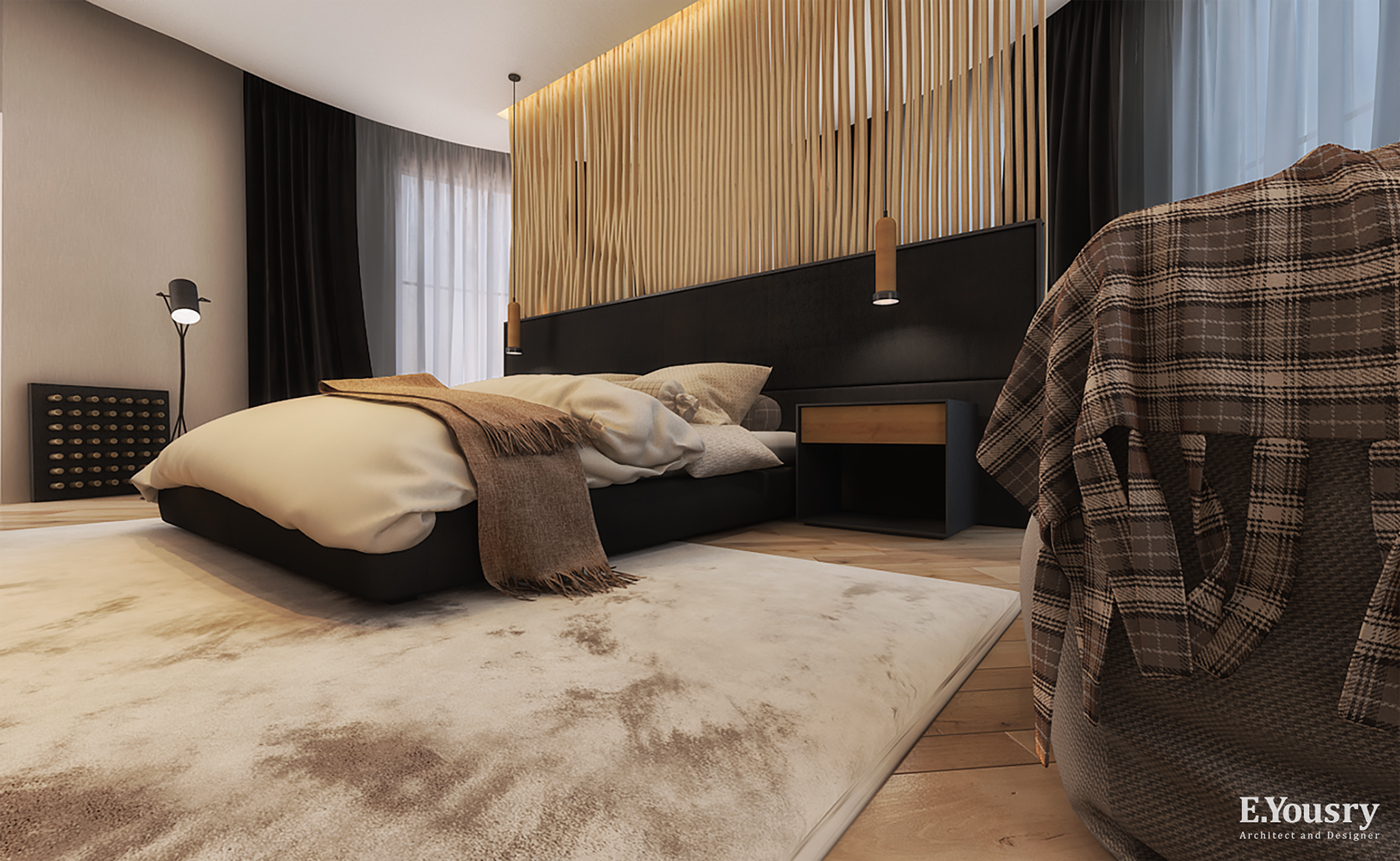 室内设计和3D视觉 - 简单的主卧室