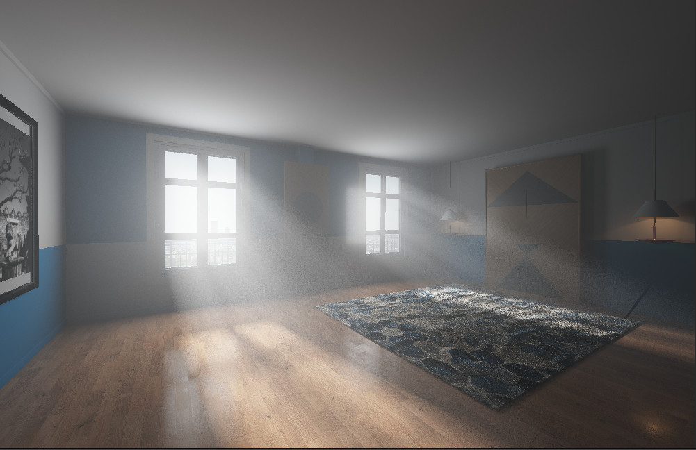 【渲染图文】怎么做出阳光撒进屋的效果-VR环境雾的调节方法