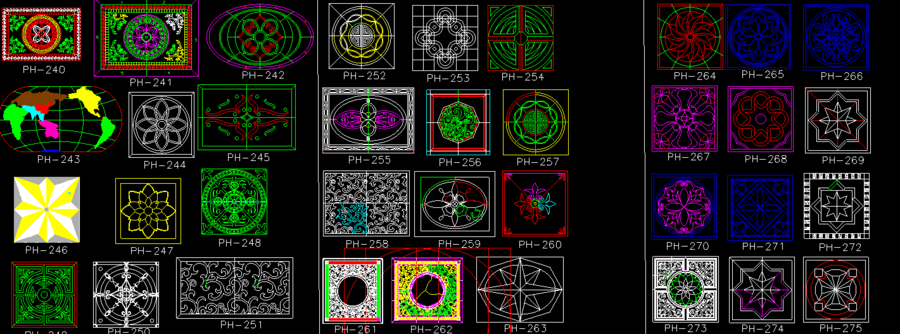CAD施工图地面铺贴拼花大全1000种 
