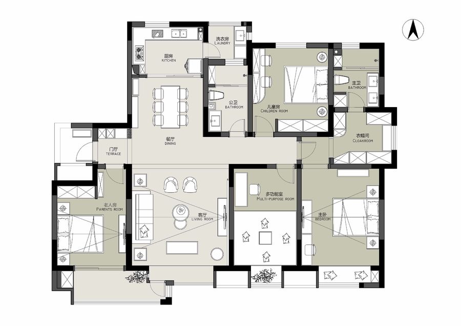 设计案例：简洁质感170平米居室