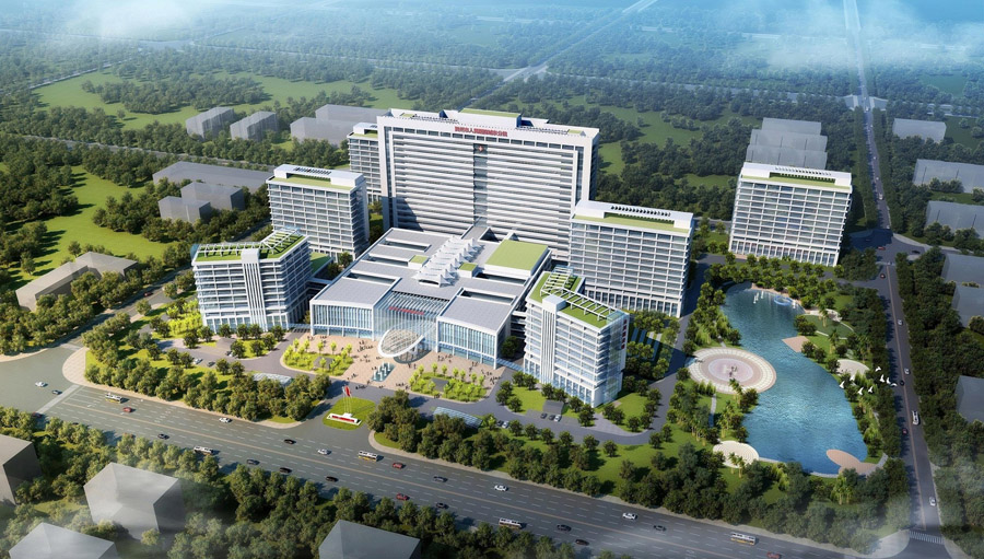 医院建筑景观规划设计案例鸟瞰效果图