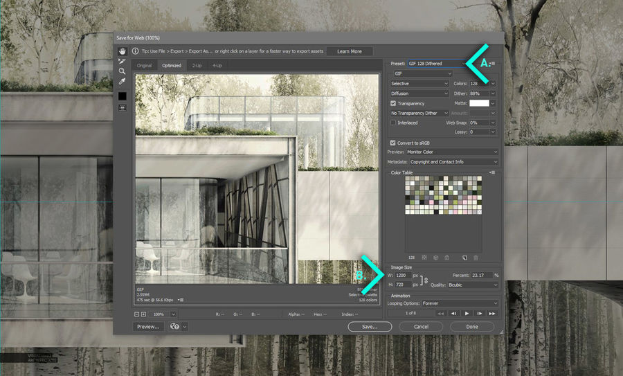 VRay、PS、SketchUp制作GIF建筑动画——遮阳板