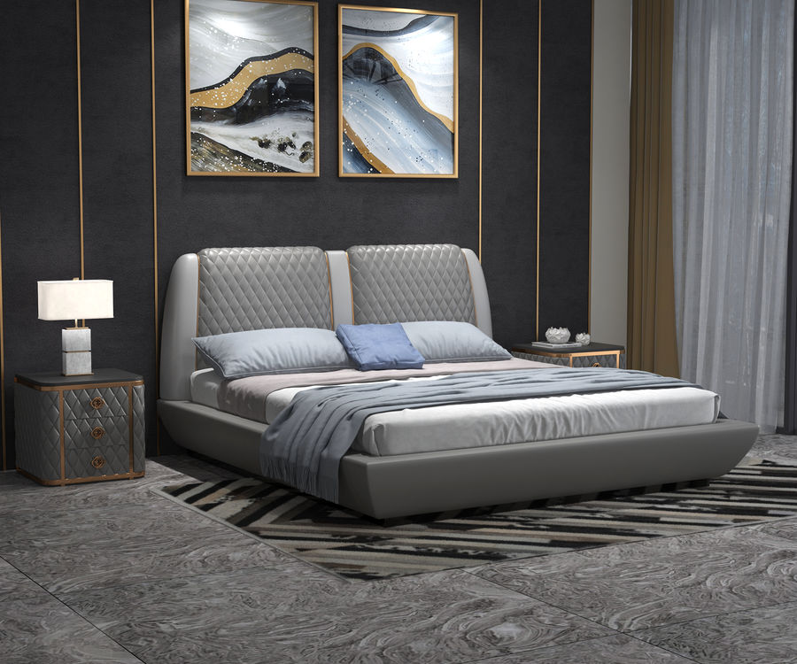 现代轻奢床/3D效果图