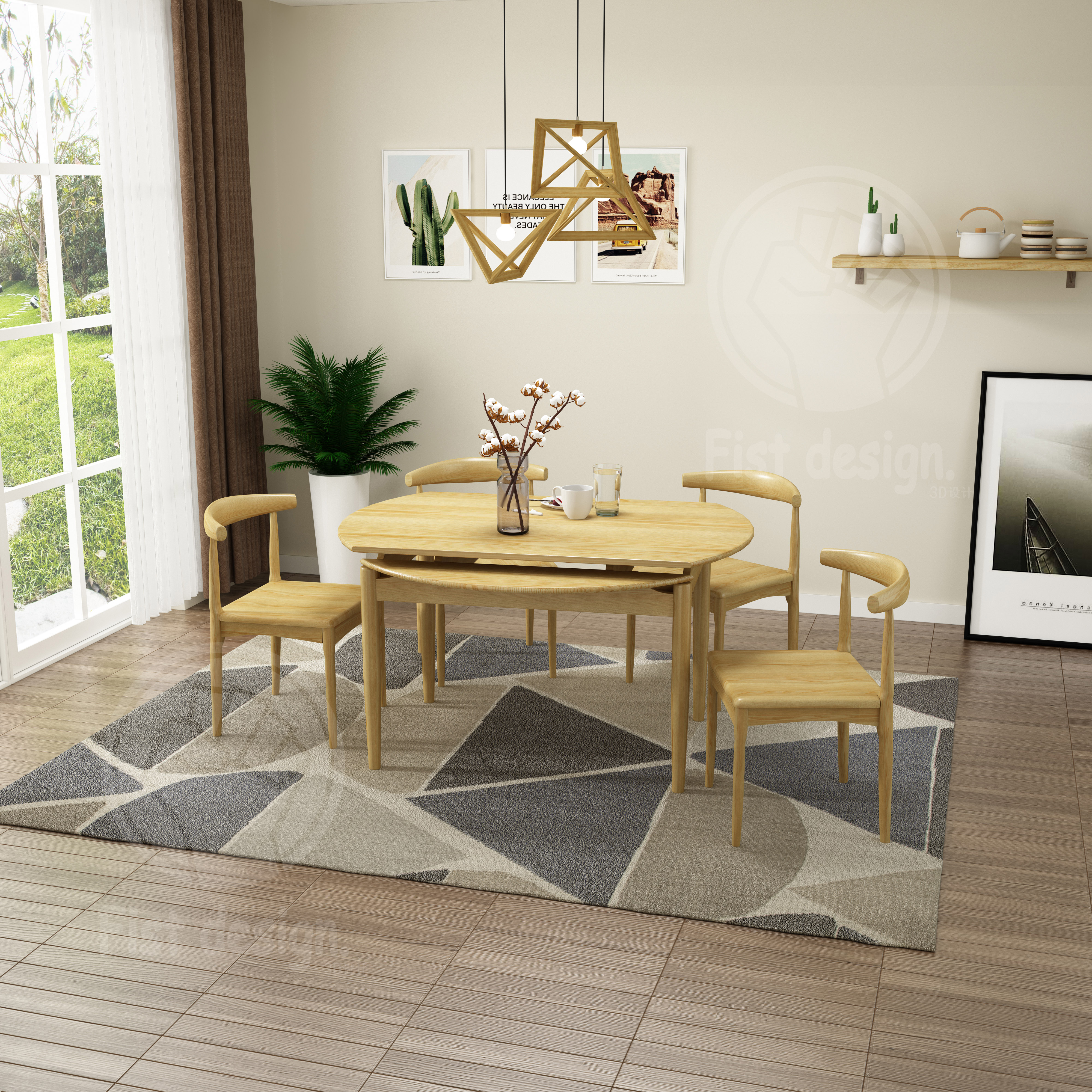 餐桌椅3D效果图