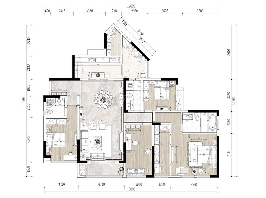 鲁能星城六街区户型设计,新中式风格装修完工实景图