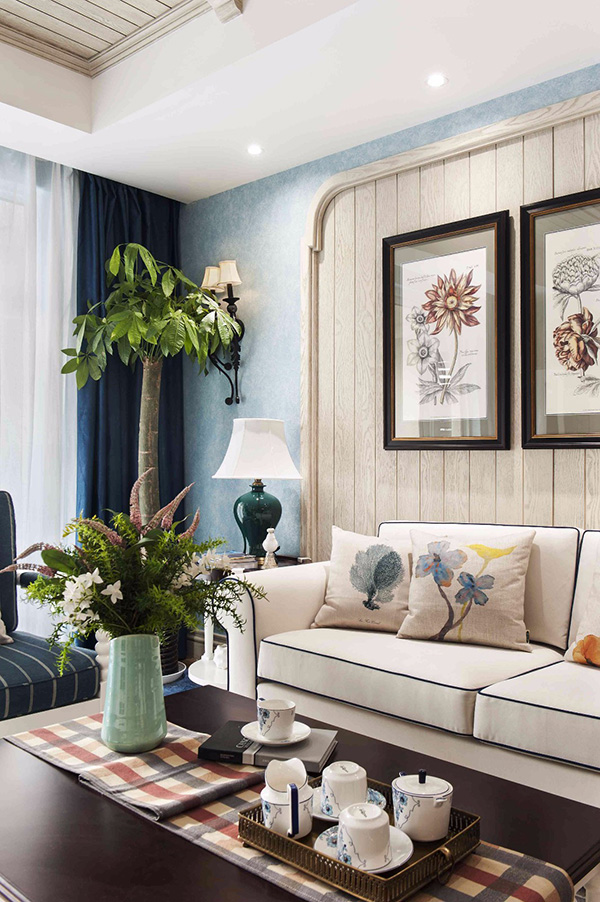 金阳美的林城155平创意三室一厅地中海风格装修设计案例效果图