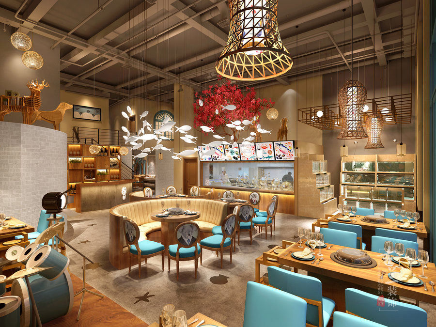 邛崃海鲜餐厅设计公司_邛崃蓝贝蒸汽海鲜餐厅设计