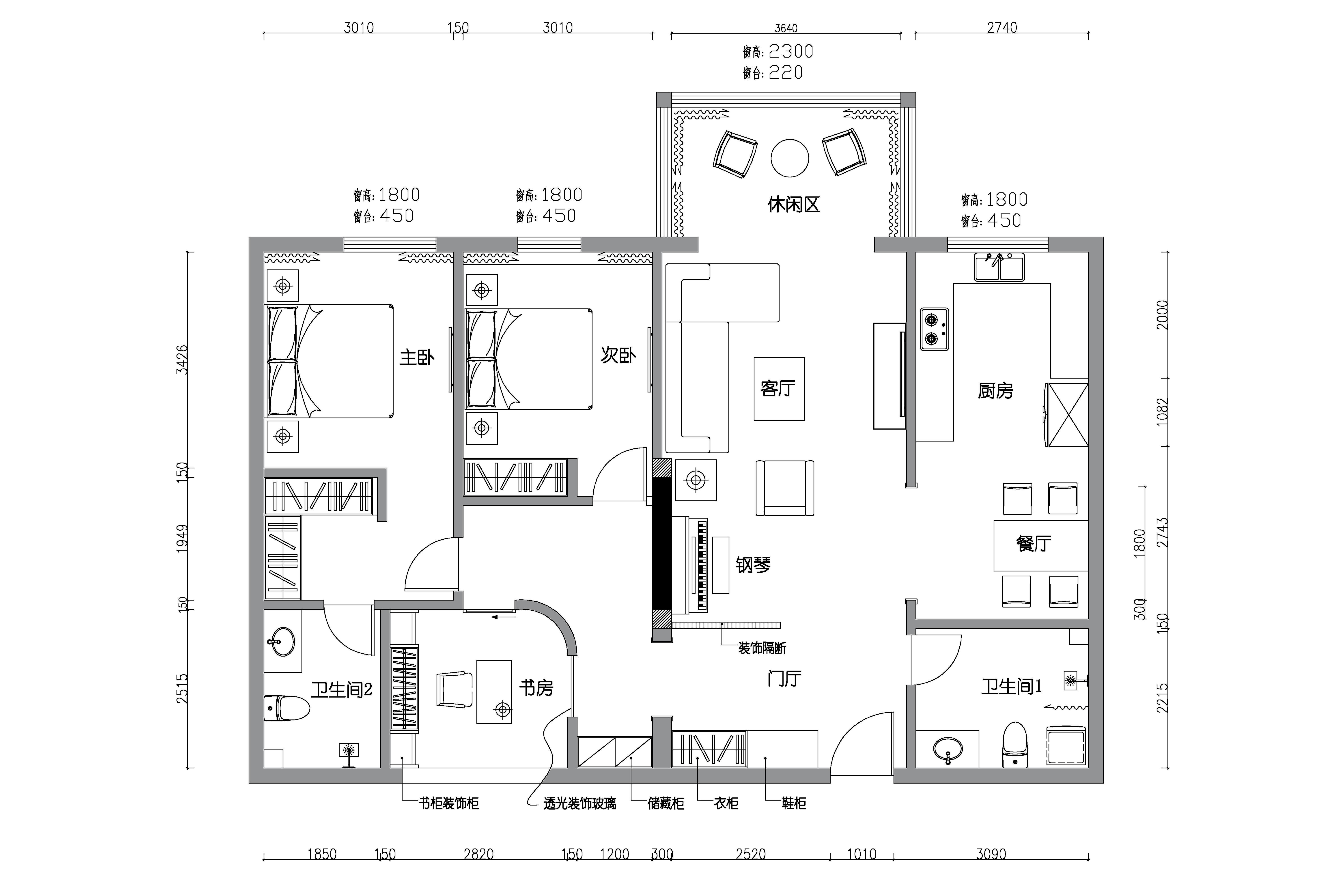  【户型优化第5期】127平三室两厅+钢琴区