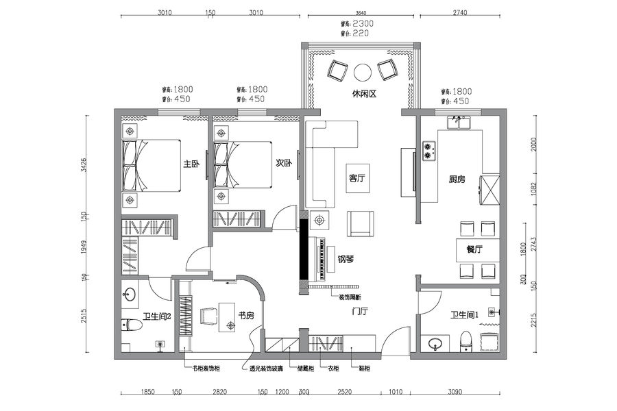  【户型优化第5期】127平三室两厅+钢琴区