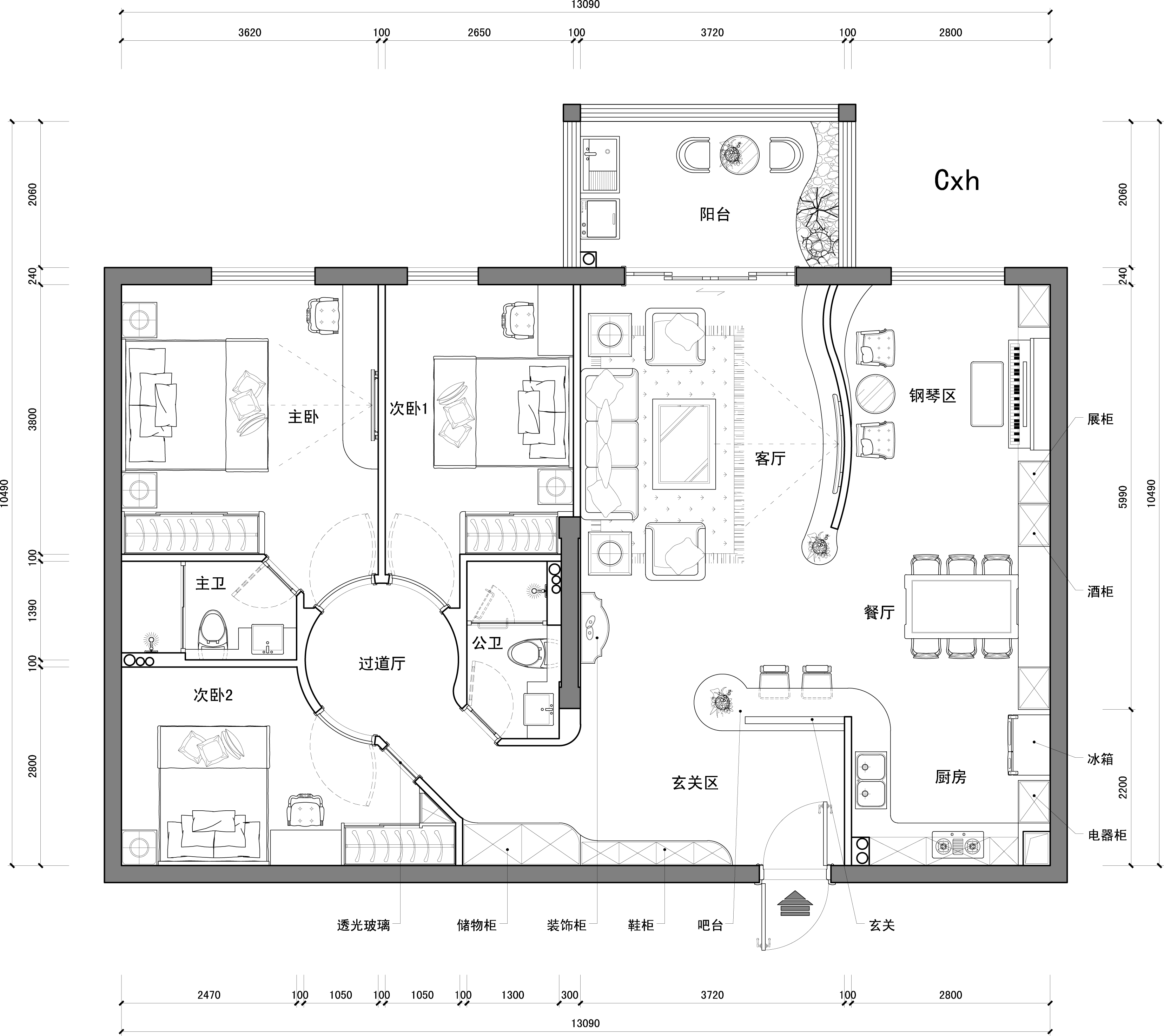 【户型优化第5期】127平三室两厅+钢琴区——律动空间