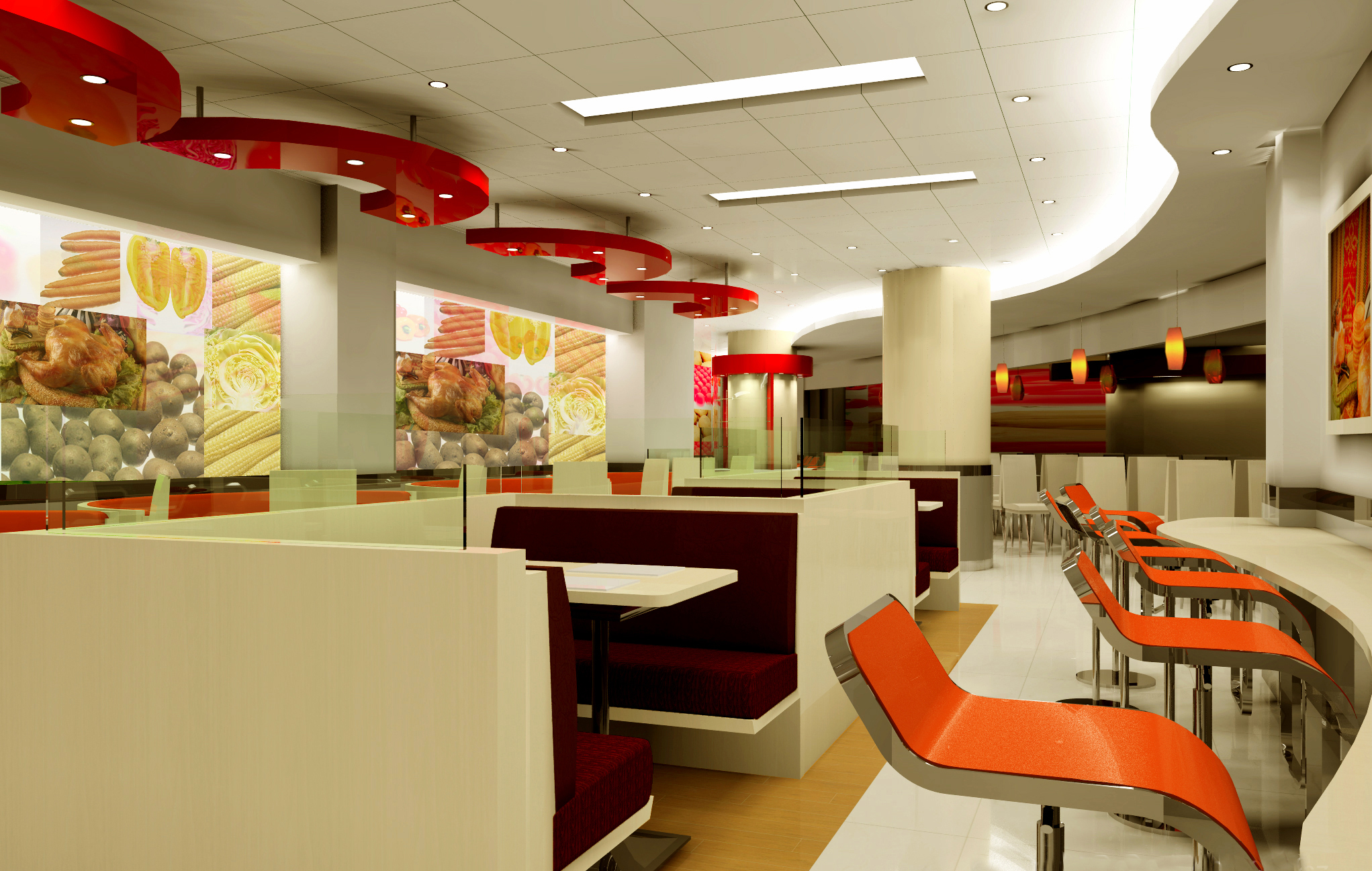 KFC设计丨成都餐厅装修设计丨餐厅装修设计贴壁纸要有整体意识 