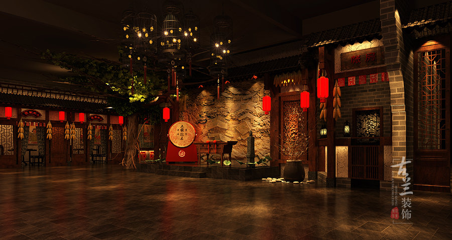 湖北宜昌稻香阁民俗餐厅设计,古色古香的餐厅设计公司,武汉餐厅设计公司