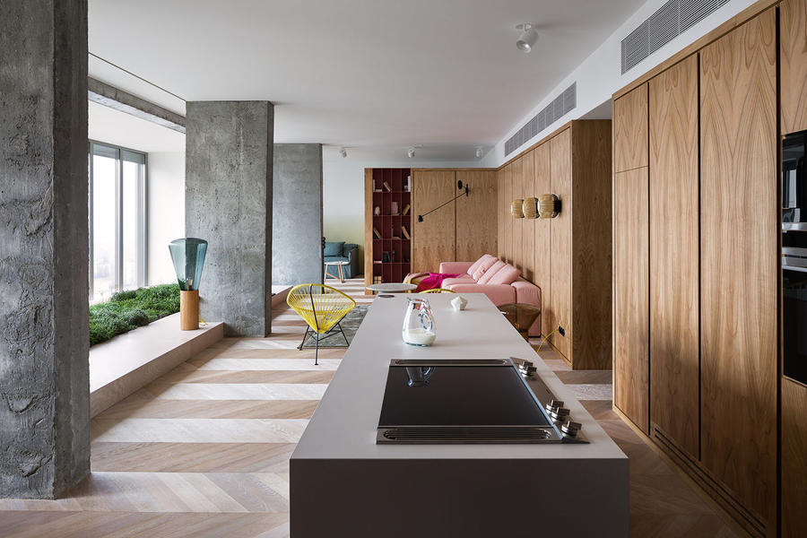 水泥桩与木板结合设计的公寓
