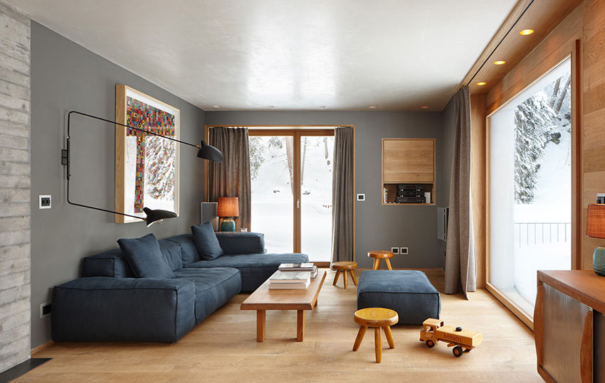 水泥灰x 木材质瑞士简约现代风住宅
