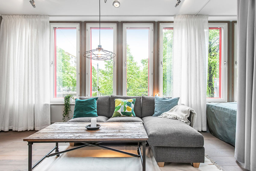 瑞典9 坪开放式轻工业复古公寓