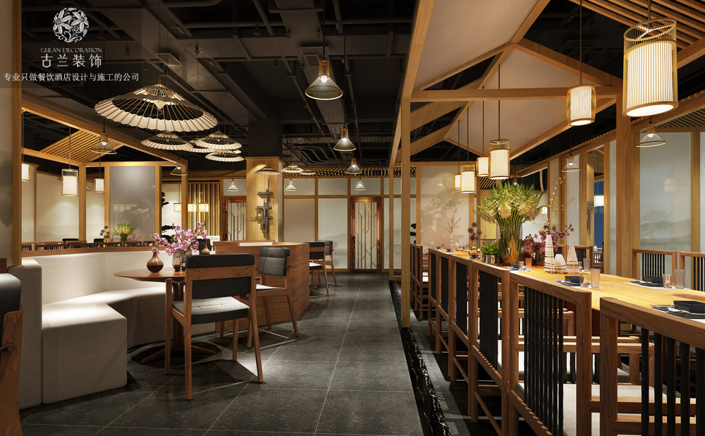 杭州蓝城悦杏中餐厅装修设计图