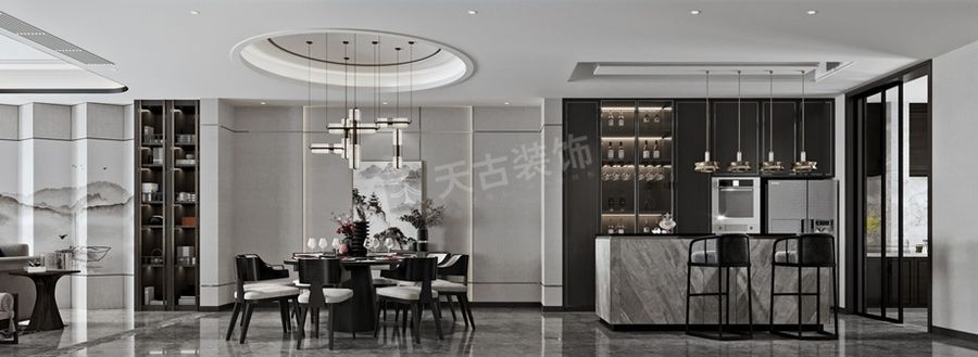 華僑城天瀾美墅聯排端戶裝修方案,禮嘉新中式風格別墅裝修在建工地
