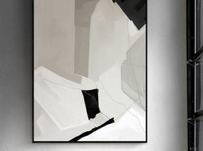 现代简约风抽象装饰画黑白灰艺术壁画玄关客厅墙面挂画