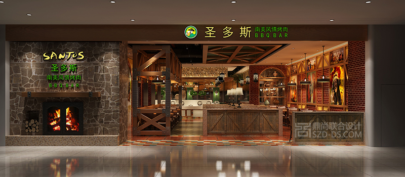 深圳圣多斯巴西烤肉西餐厅美式乡村风格设计(龙华ICO店)