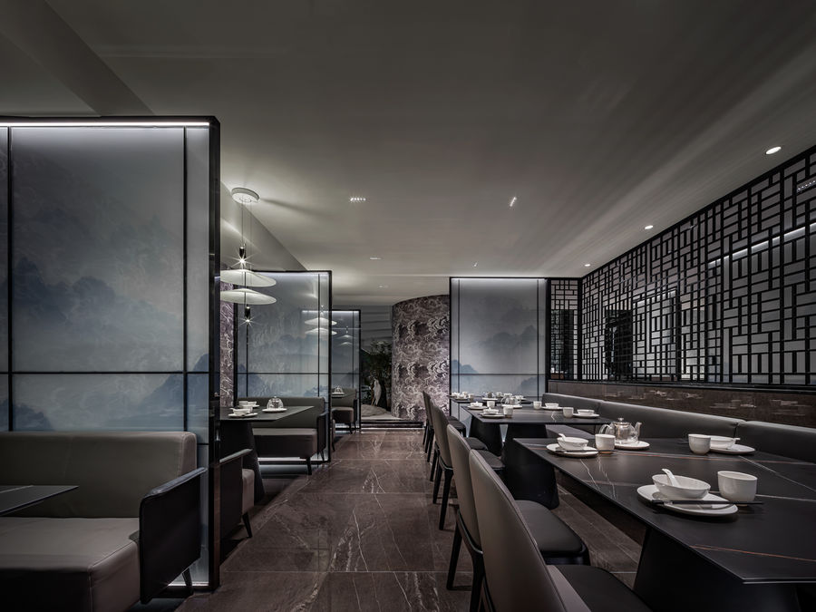 江浙菜系餐厅设计之钱塘潮，一幅1200㎡的中式山水图画