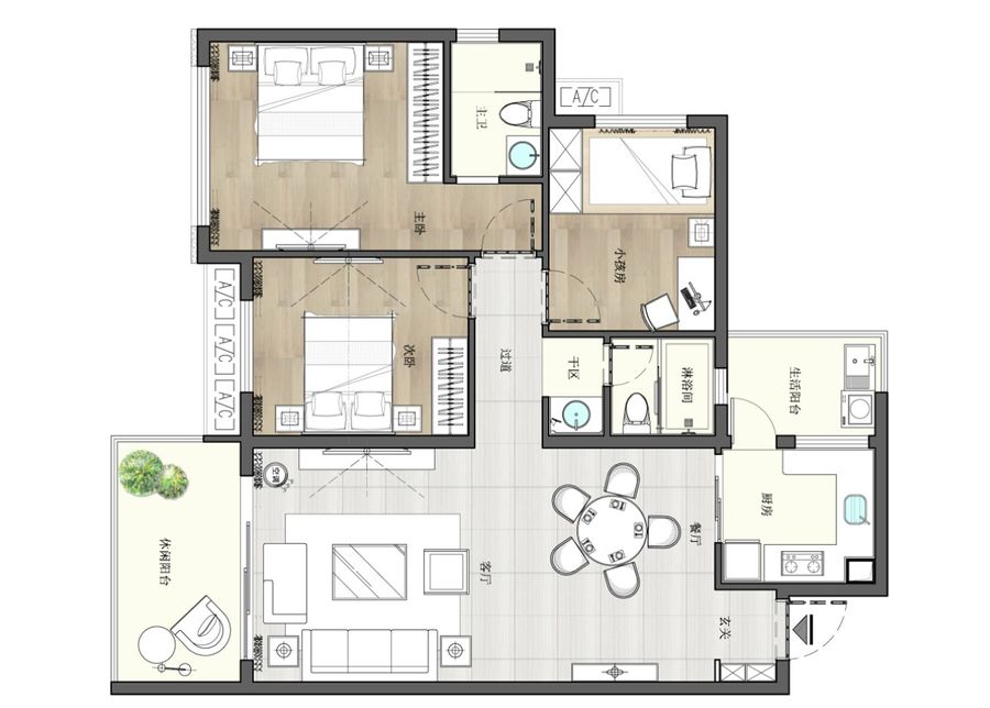 桂林绿涛甘棠府103m²样板房——深圳景地组室内设计事务所