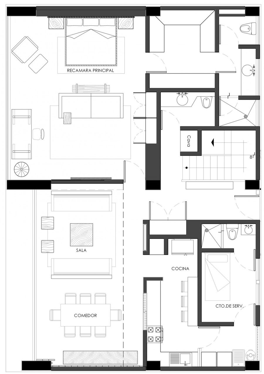 墨西哥充满折衷风格高雅公寓——Kababie Arquitectos