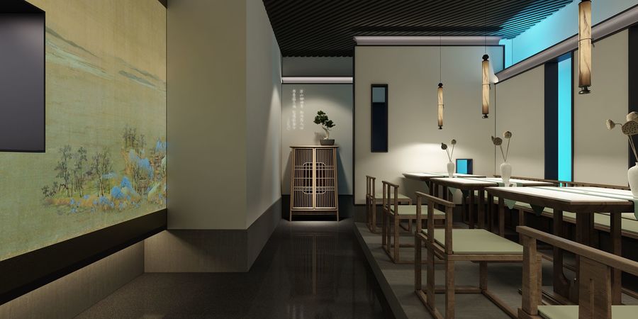 绿茶中餐厅设计作品-七原设计