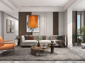 90空间设计∣131㎡现代风格丨有时候，家也需要一点温暖治愈的橙色系