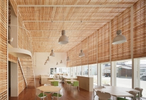 用木条编织的办公室 l 办公空间装修设计 