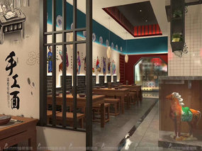 西安大雁塔附近特色餐厅装修效果图和实景图
