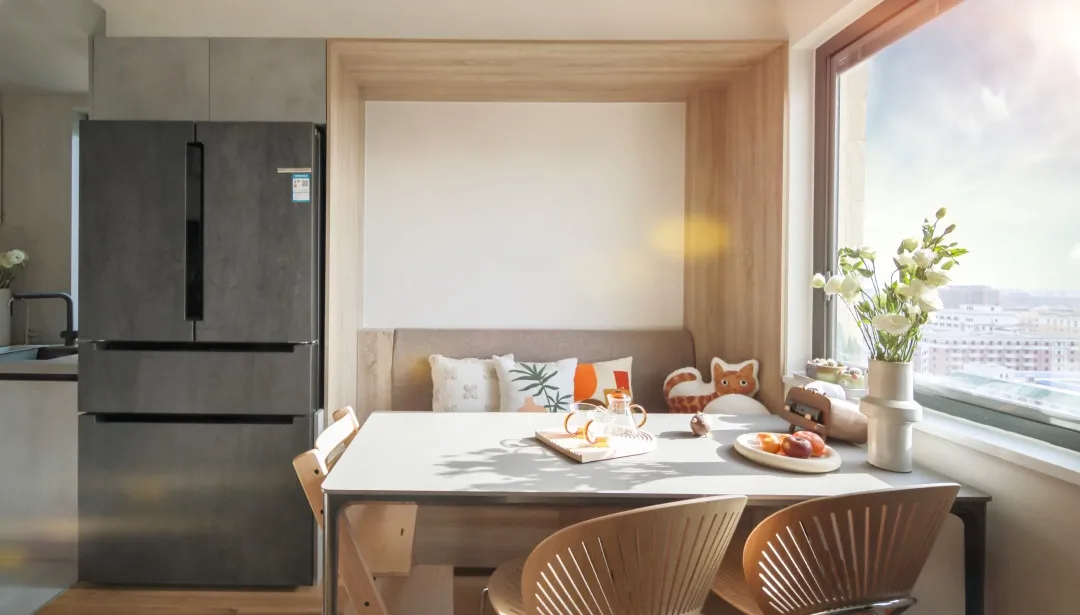 恒田设计丨45㎡现代精英家庭居室，4口之家精细化设计，每1㎡都拥有大格局！