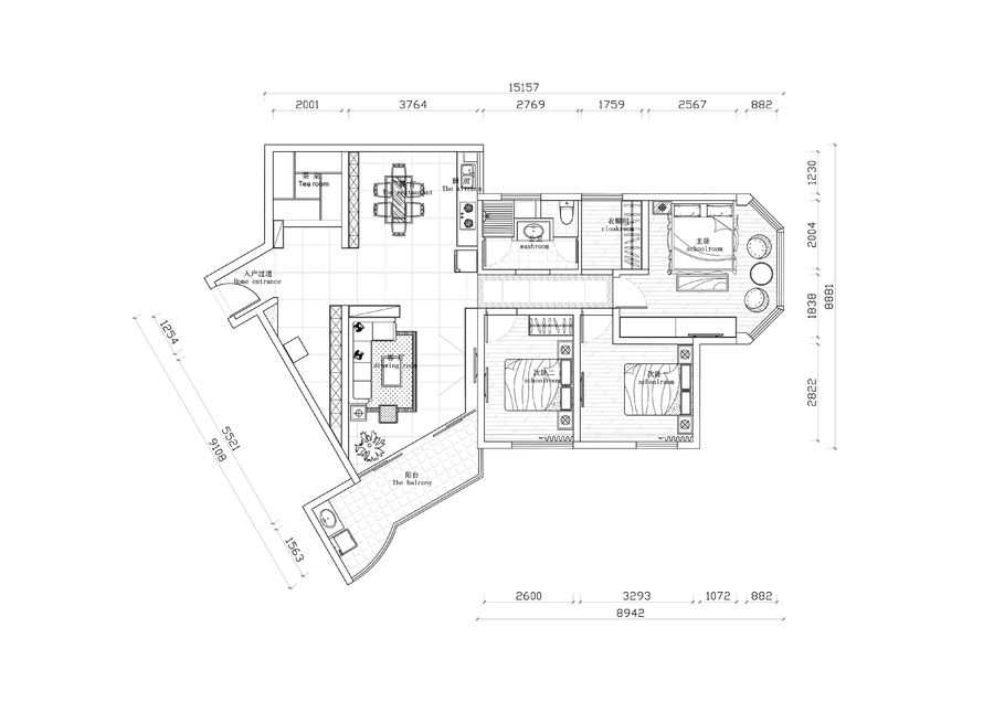 【户型优化第4期】三室两厅一榻榻米，下水、烟道位自定