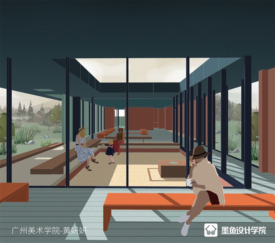 墨鱼设计学院 | 学员作品 | 插画风效果图