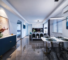 Young设计 | “雾霾蓝”轻奢样板房，一个有格调又舒适的家！